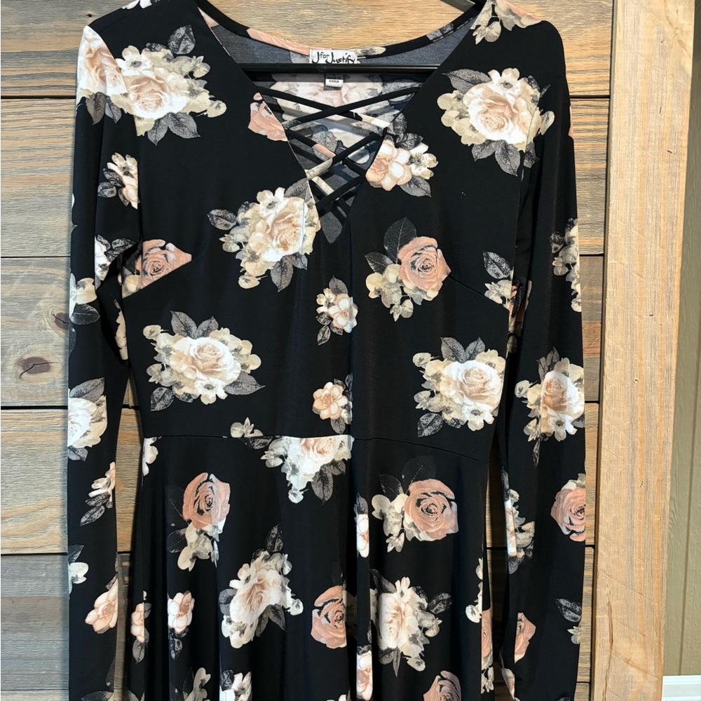 J for Justify Black Floral Dress